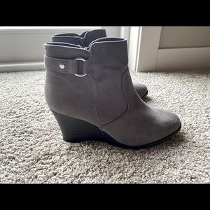 New gray wedge booties